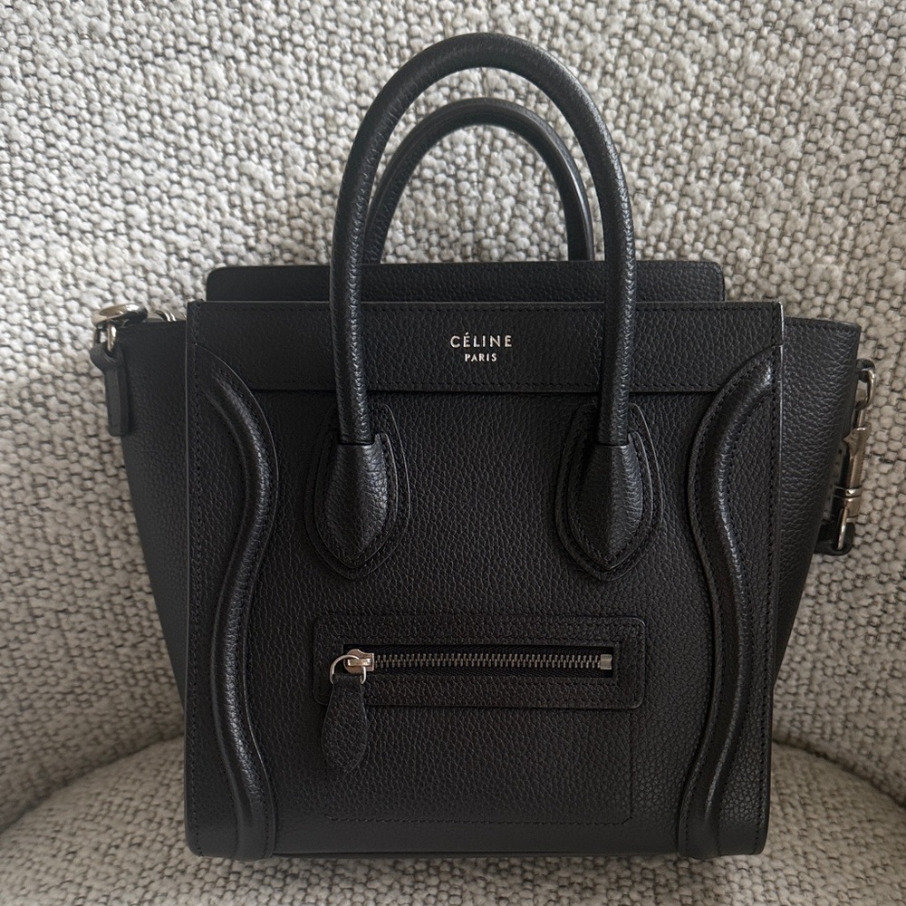 CELINE Luggage Nano Black Leather Handbag